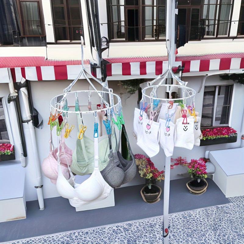 Round Balcony Windproof Drying Clothes Rack Rainbow Socks Commercial Use