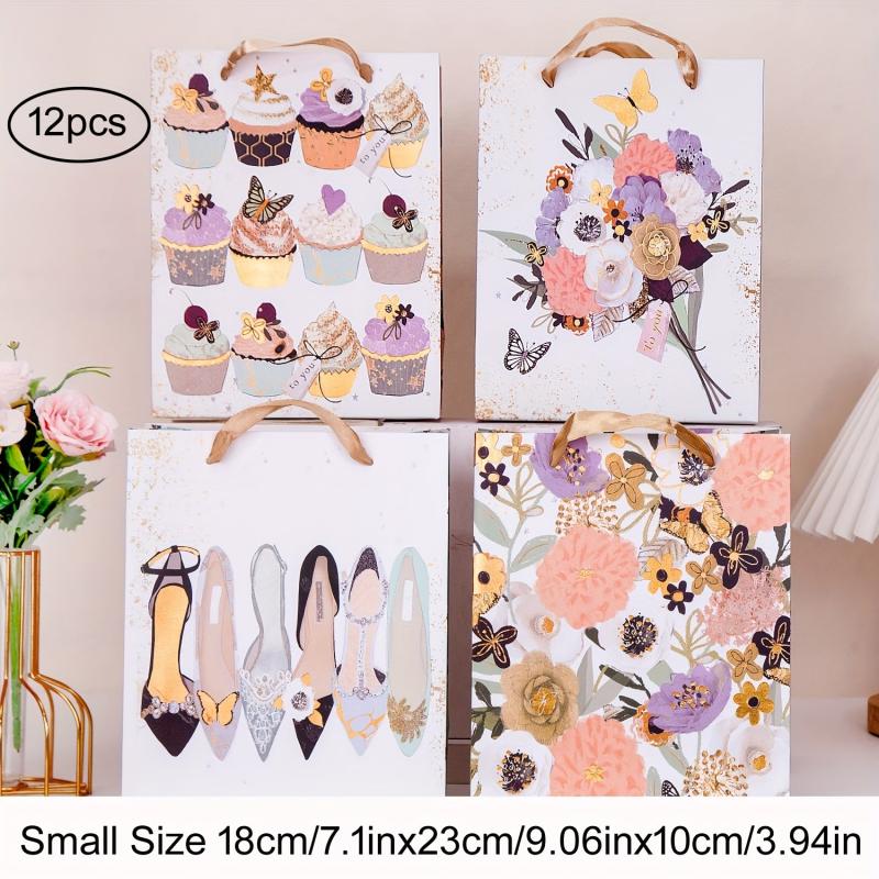 12pcs Small Craft Gift Bags for Mother's Birthday Parties - 18x3x23cm