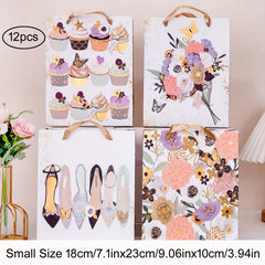12pcs Small Craft Gift Bags for Mother's Birthday Parties - 18x3x23cm