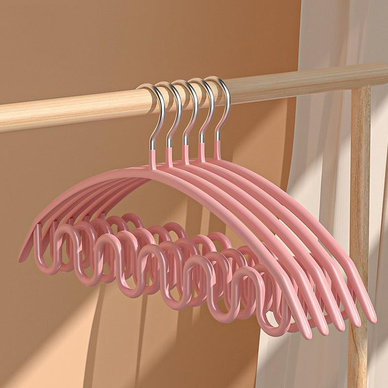 5pcs Metal Wave Clothes Hanger Drying Rack Non-slip Support
