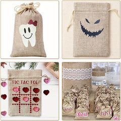 5pcs Burlap Gift Bags Drawstring Linen Sacks