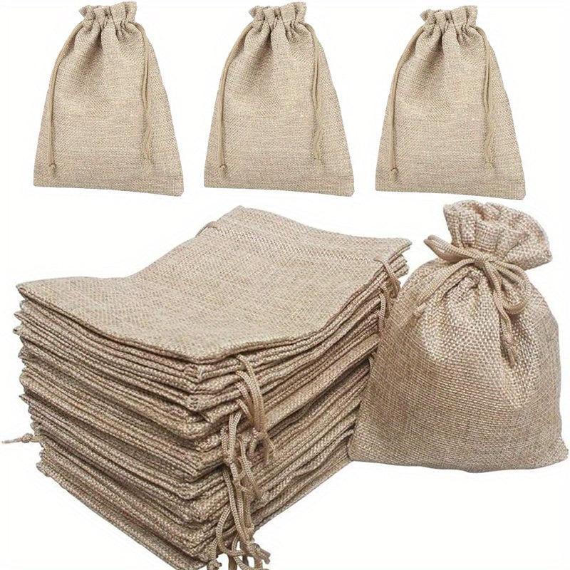 5pcs Burlap Gift Bags Drawstring Linen Sacks