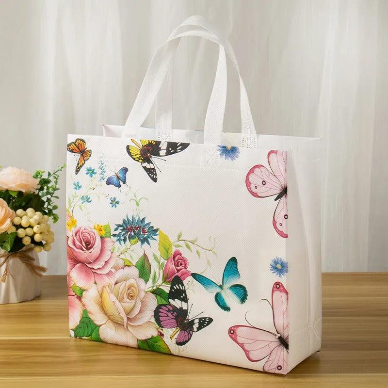 3pcs Flower Print Grocery Shopping Bag Non woven Fabric Eco Bag