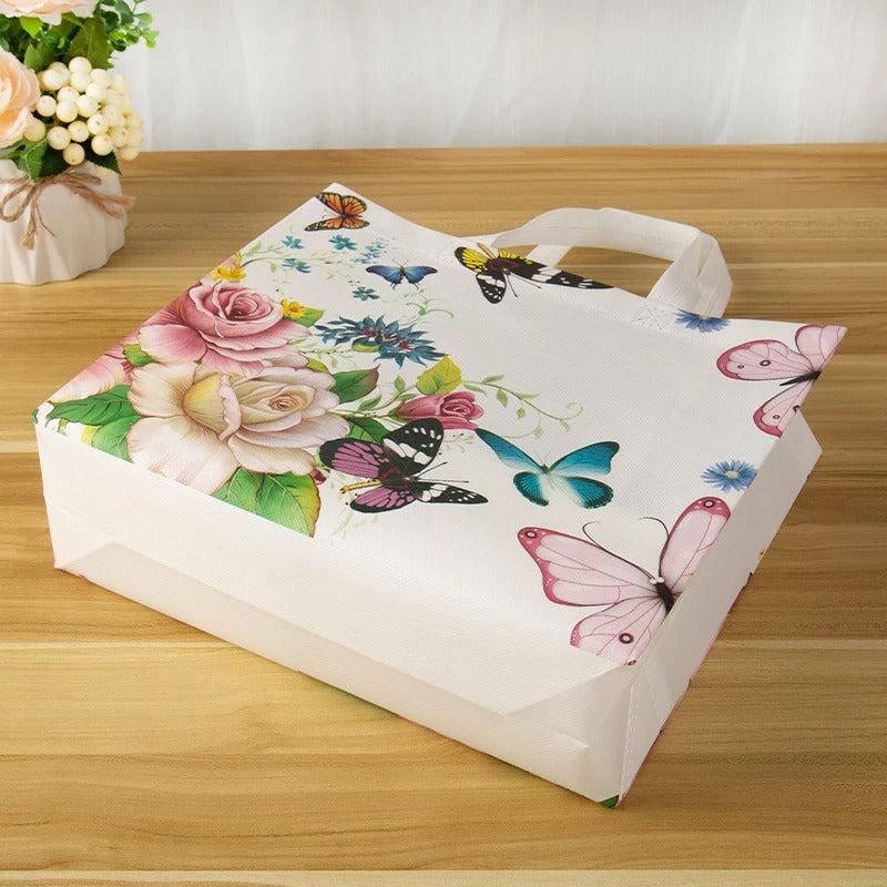 3pcs Flower Print Grocery Shopping Bag Non woven Fabric Eco Bag