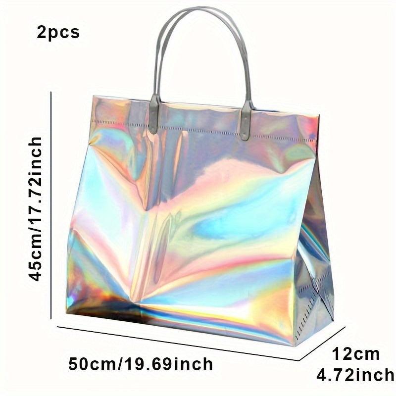 2pcs Bulk Tote Bags Gift Bags With Handles PVC Tote Bag For Work Sports Laser