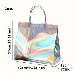 2pcs Bulk Tote Bags Gift Bags With Handles PVC Tote Bag For Work Sports Laser