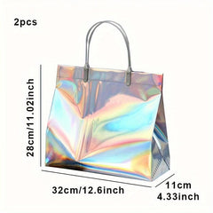2pcs Bulk Tote Bags Gift Bags With Handles PVC Tote Bag For Work Sports Laser