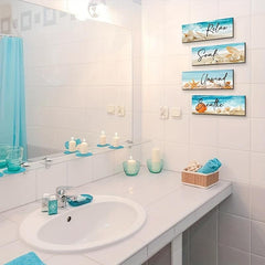 4pcs Ocean Beach Bathroom Wall Decor Hanging Starfish Sign Room Bedroom
