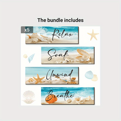 4pcs Ocean Beach Bathroom Wall Decor Hanging Starfish Sign Room Bedroom