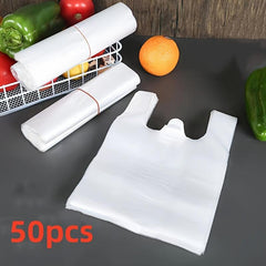 50pcs Transparent Plastic Bags for Grocery Stores Shopping Restaurants