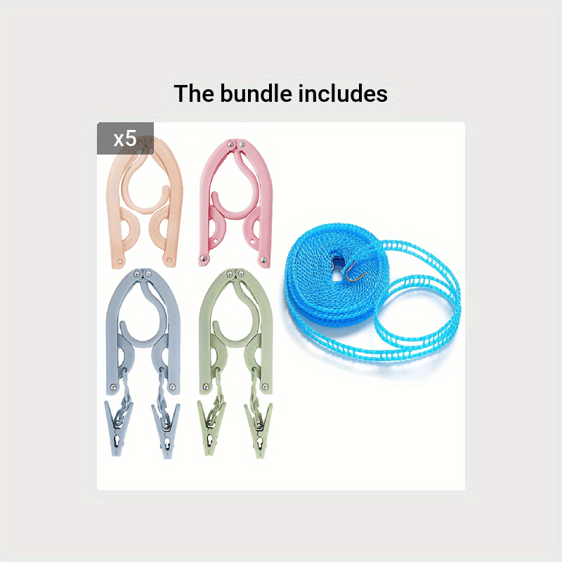 10pcs Travel Hanger + Portable Clothes Line - Lightweight Folding Hangers