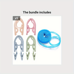 10pcs Travel Hanger + Portable Clothes Line - Lightweight Folding Hangers