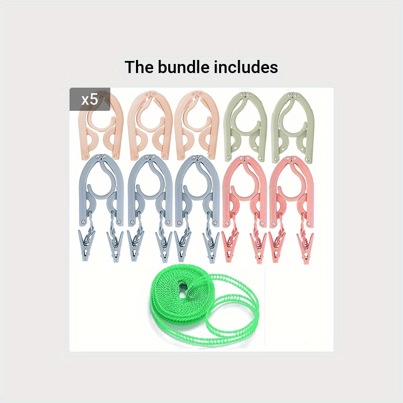 10pcs Travel Hanger + Portable Clothes Line - Lightweight Folding Hangers