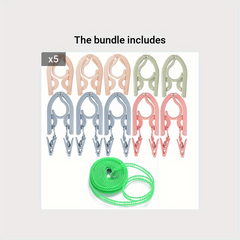 10pcs Travel Hanger + Portable Clothes Line - Lightweight Folding Hangers