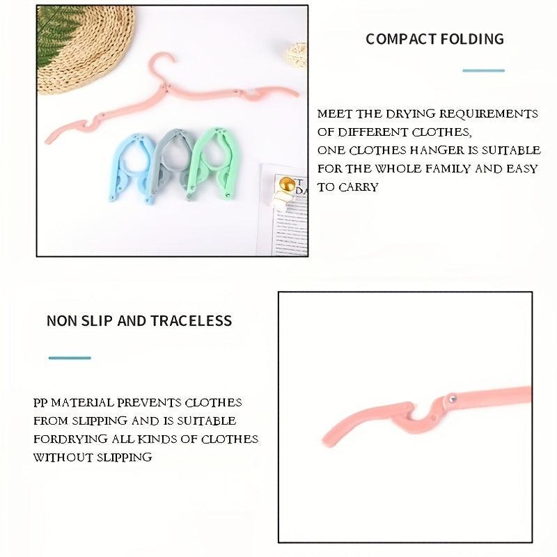 10pcs Travel Hanger + Portable Clothes Line - Lightweight Folding Hangers
