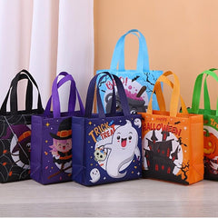 6pcs Halloween Non-woven Tote Bag 3D Heat Pressed Handbag