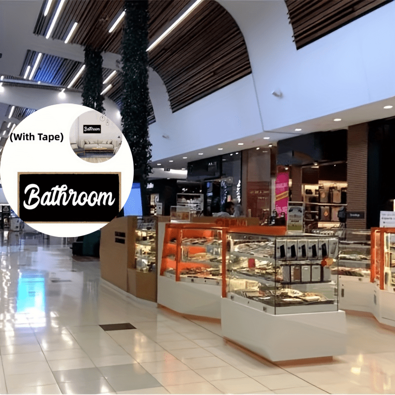 Wooden Wall-mounted Toilet Sign Decoration for Cafes/Shops with Tape