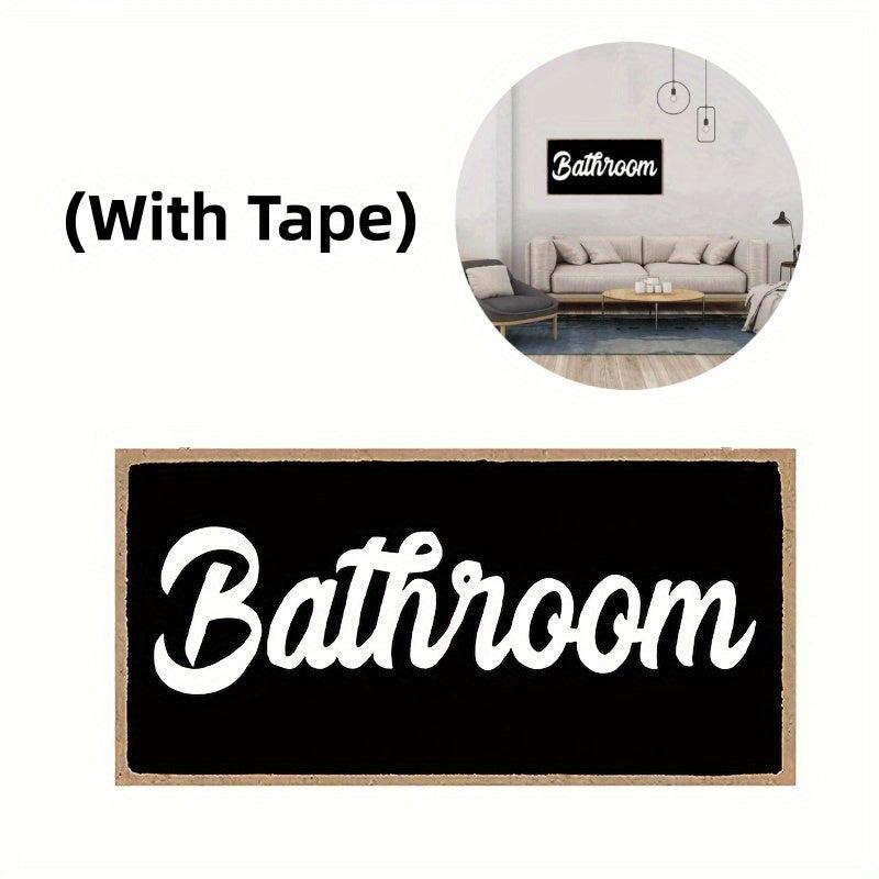 Wooden Wall-mounted Toilet Sign Decoration for Cafes/Shops with Tape