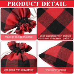 10pcs Plaid Cotton Drawstring Candy Gift Storage Bag for Kids