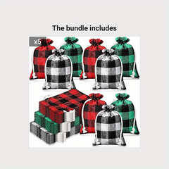 10pcs Plaid Cotton Drawstring Candy Gift Storage Bag for Kids