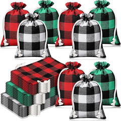 10pcs Plaid Cotton Drawstring Candy Gift Storage Bag for Kids