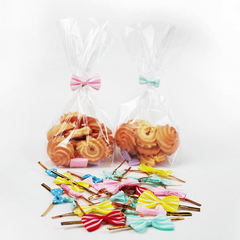 100pcs Golden Thread Bow Tie Packaging for Candy Biscuit