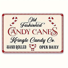 Old Candy Cane Sign Christmas Treat Santa Decor Tin Sign Retro Metal