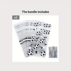 100Pcs Soccer Gift Bags Treat Candy Bags Cookie Bag With Twist Ties