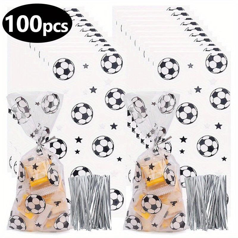 100Pcs Soccer Gift Bags Treat Candy Bags Cookie Bag With Twist Ties