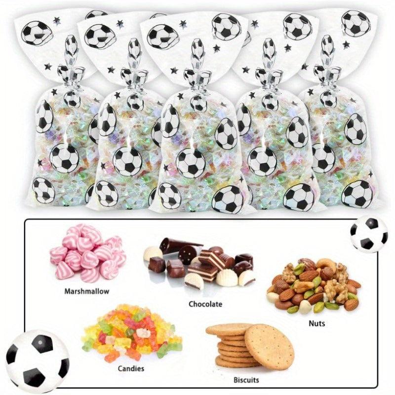 100Pcs Soccer Gift Bags Treat Candy Bags Cookie Bag With Twist Ties