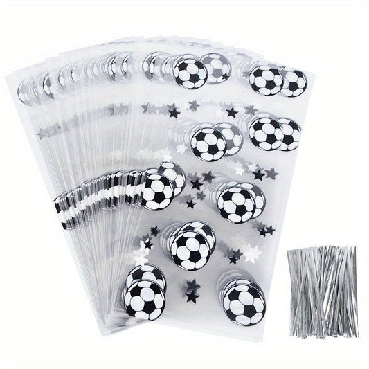 100Pcs Soccer Gift Bags Treat Candy Bags Cookie Bag With Twist Ties