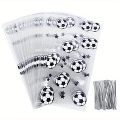 100Pcs Soccer Gift Bags Treat Candy Bags Cookie Bag With Twist Ties