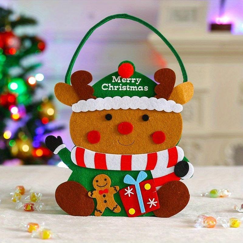 Christmas Gift Bag Cartoon Non Woven Handheld Candy Bag Santa Claus Elk Snowman