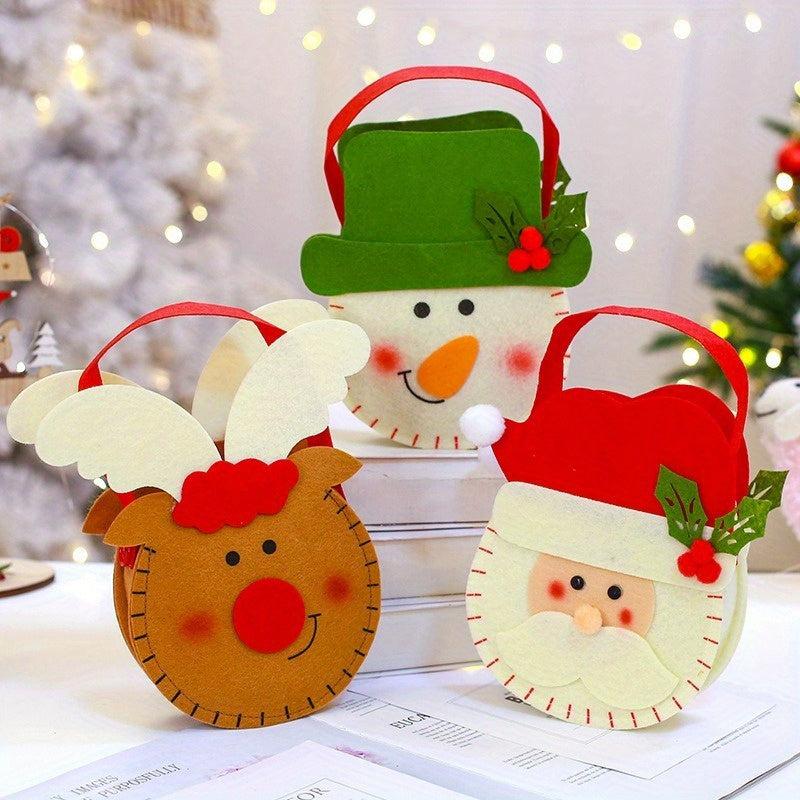 Christmas Gift Bag Cartoon Non Woven Handheld Candy Bag Santa Claus Elk Snowman