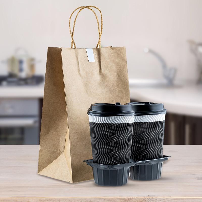 20pcs Yellow Gift Handbag for Milk Tea Takeaway and More