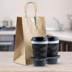 20pcs Yellow Gift Handbag for Milk Tea Takeaway and More