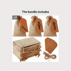 10 Sets Coarse Linen Gift Bags With Drawstrings, Tags and Ropes