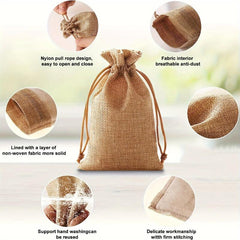 10 Sets Coarse Linen Gift Bags With Drawstrings, Tags and Ropes