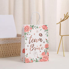 5pcs Plated Handheld Gift Bag Flower Grass Letter Printed Paper Bag