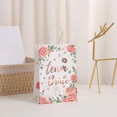5pcs Plated Handheld Gift Bag Flower Grass Letter Printed Paper Bag