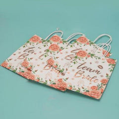 5pcs Plated Handheld Gift Bag Flower Grass Letter Printed Paper Bag