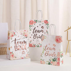 5pcs Plated Handheld Gift Bag Flower Grass Letter Printed Paper Bag
