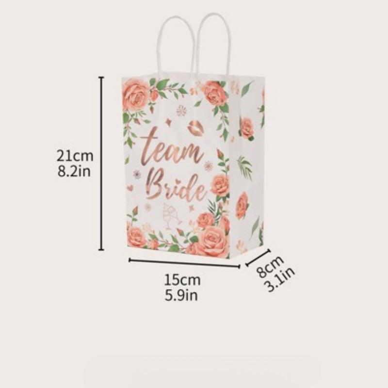 5pcs Plated Handheld Gift Bag Flower Grass Letter Printed Paper Bag