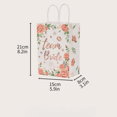 5pcs Plated Handheld Gift Bag Flower Grass Letter Printed Paper Bag
