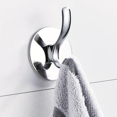 4pcs Adhesive Hooks Wall Mount Key Robe Coat Towel Stainless Steel Hooks Silvery