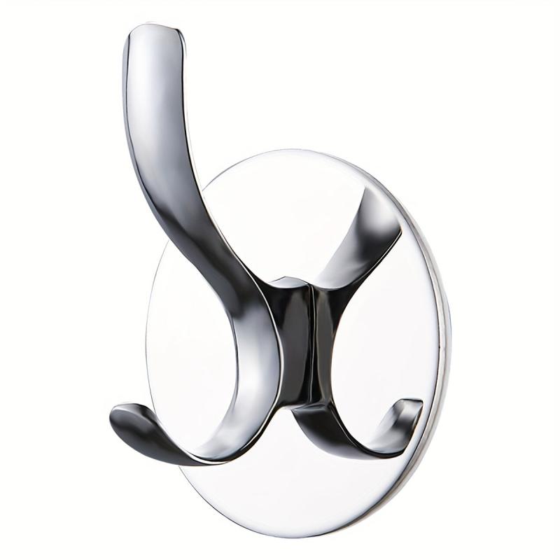 4pcs Adhesive Hooks Wall Mount Key Robe Coat Towel Stainless Steel Hooks Silvery