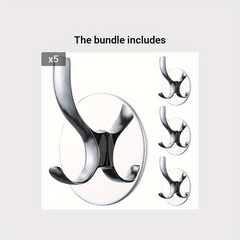 4pcs Adhesive Hooks Wall Mount Key Robe Coat Towel Stainless Steel Hooks Silvery