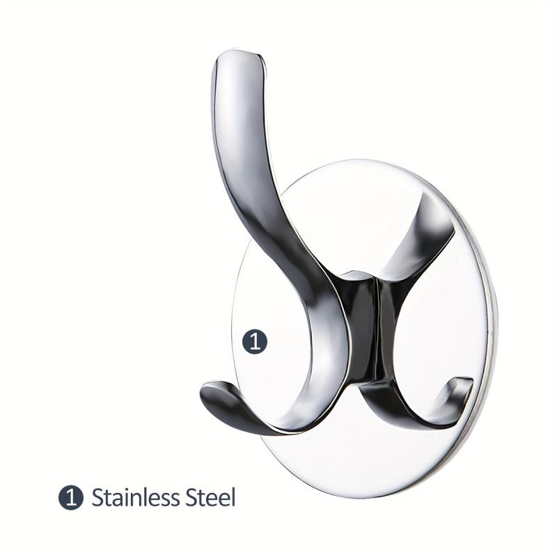 4pcs Adhesive Hooks Wall Mount Key Robe Coat Towel Stainless Steel Hooks Silvery