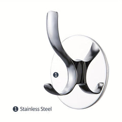4pcs Adhesive Hooks Wall Mount Key Robe Coat Towel Stainless Steel Hooks Silvery