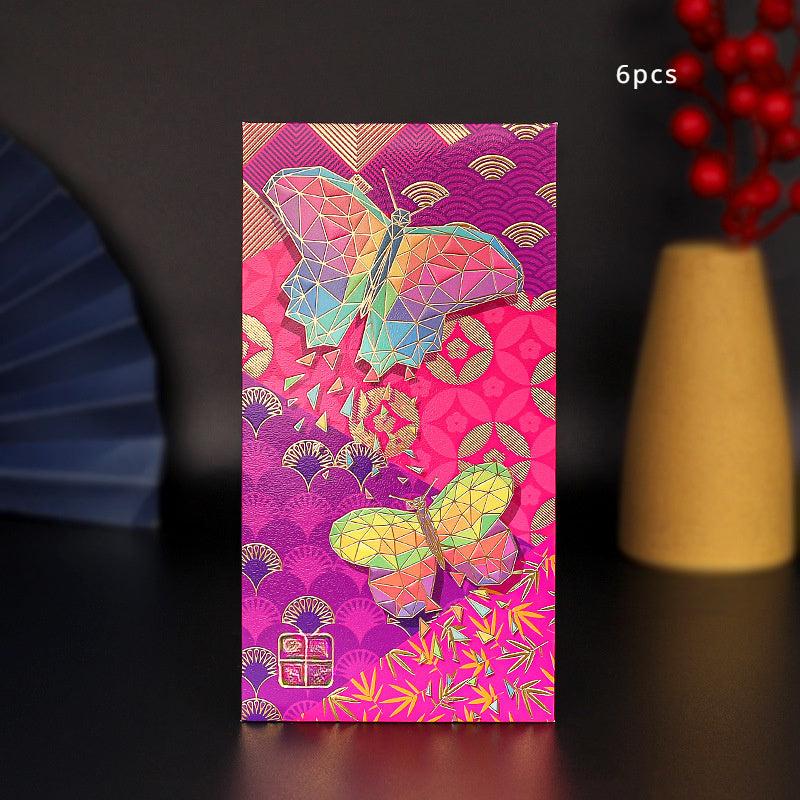 6pcs Dragon Year Benefit Cover Red Envelope For Spring Business Gift